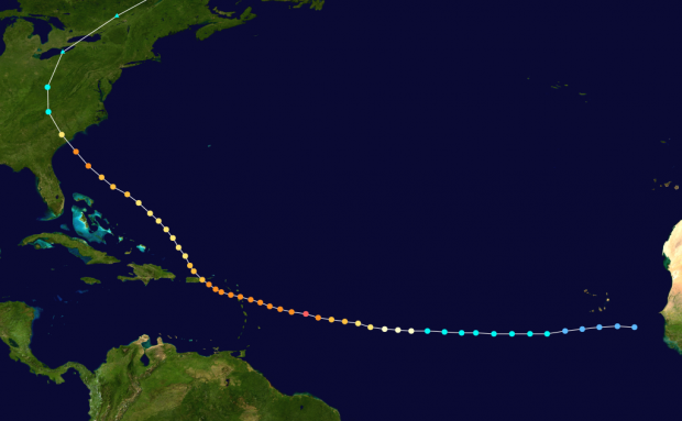 Hurricane Hugo track NASA, National Hurricane Center